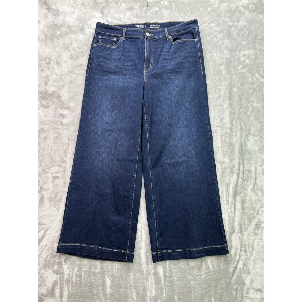 TORRID High Rise Wide Leg Vintage Stretch Jeans 18R Dark Blue Boho Chic Cottage